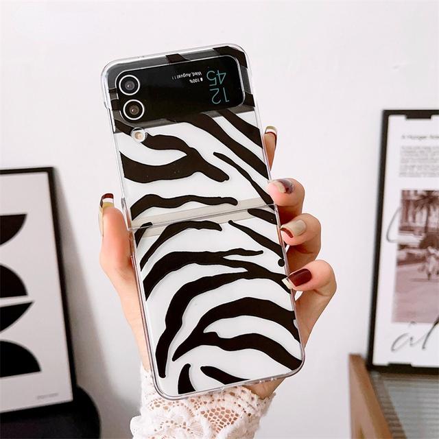 Модный прозрачный чехол для телефона с рисунком зебры для Samsung Galaxy Z Flip 3 4, браслет, чехол из веревки для Z Flip3 Flip4 5g, защитный чехол