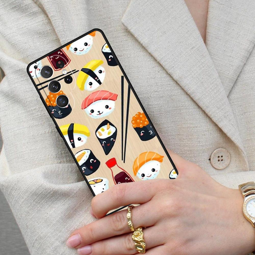 Kawaii Sushi Crowd Cell Phone Case for Samsung Galaxy S26 Ultra S25 S24 S23 S22 S21 S20 Note10 Cover