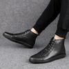 Новые модные мужские повседневные туфли из натуральной кожи, универсальные черные высокие деловые туфли, зимние мужские хлопковые туфли с бархатными ремешками