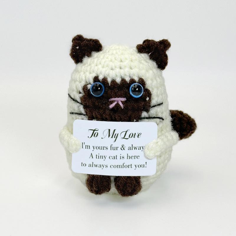 Positive Mini Animals Doll Crochet Bee Doll With Card Handmade Knitted Animals Inspirational Doll Thank You Gift For Women Men