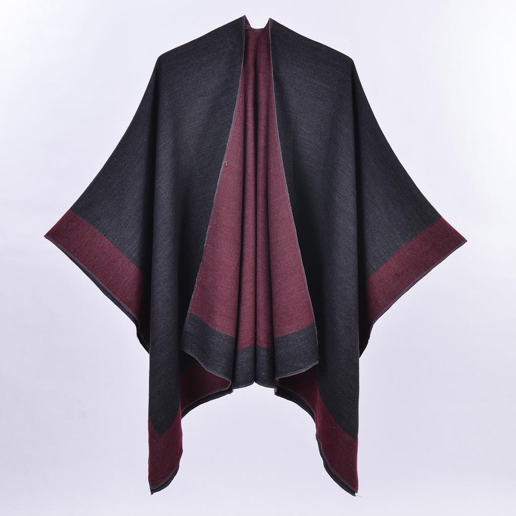 New Women's Spring Scarf Shawl Fashion Versatile Solid Color Four Seasons Imitation Cashmere Split Cape Amazon