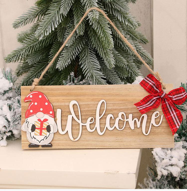 Christmas Wooden Door Hanging Christmas Decorations Hotel Cafe Welcome Pendant Faceless Deep Forest Dwarf