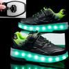 Фонарь для обуви, колесо для коньков, двойное колесо, спортивная обувь на плоской подошве, переключатель зарядки, обувь для бега для взрослых и детей 29-40, обувь для катания на роликах