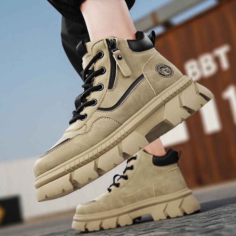 Новые модные осенние и зимние мужские высокие ботинки martin для студентов, трендовые рабочие туфли на мягкой подошве для мальчиков, кроссовки Martin с защитой труда