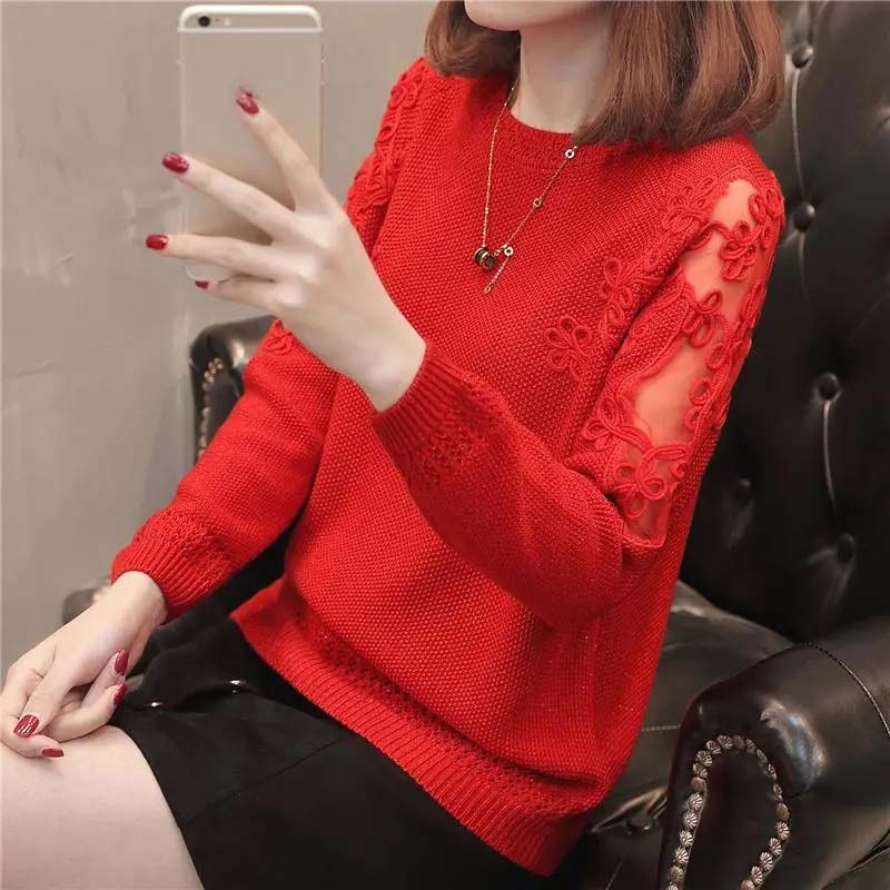Autumn Women's Knitwear Long Sleeve Loose Short Round Neck Pullover Sweater Thin Bottoming Shirt