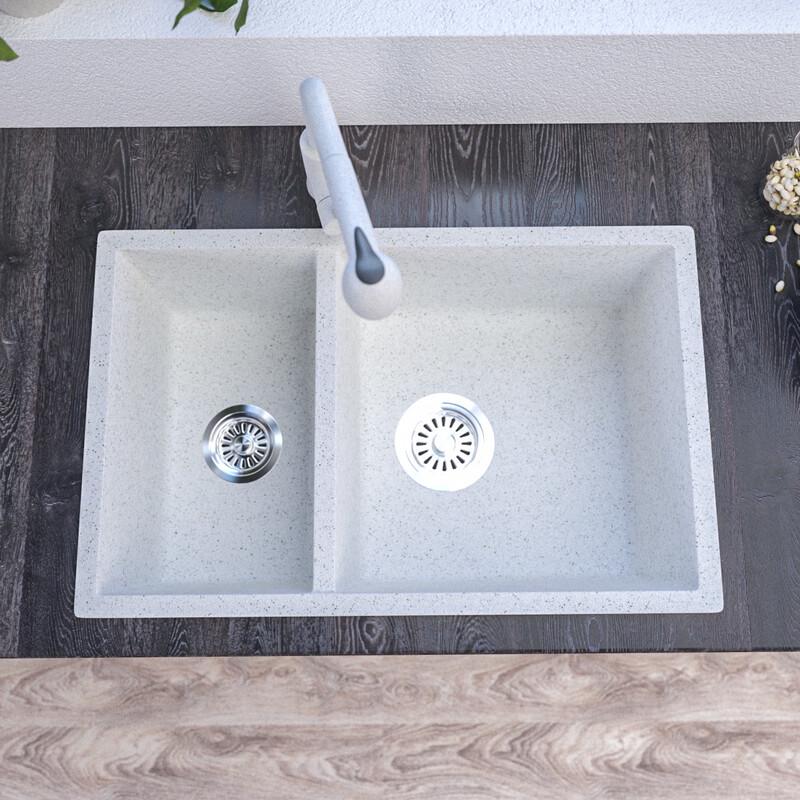 TLXT Quartz Stone Undermount Double Kitchen Sink