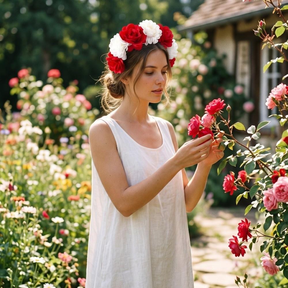 Vintage Artificial Flower Crown Romantic Bohemian Hair Accessories Colorful Floral Headband Women