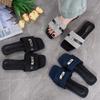Internet Celebrity Explosion 2025 Summer New Women's Shoes Flat Bottom Bright Diamond Square Buckle Open Toe Cool Slippers Women Wear Home
