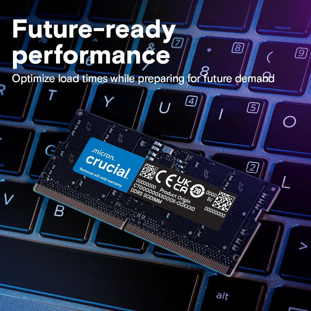 Crucial 8GB DDR5 RAM or Laptop Memory Black 5600MT/s (or 5200MT/s 4800MT/s) CT8G56C46S5,