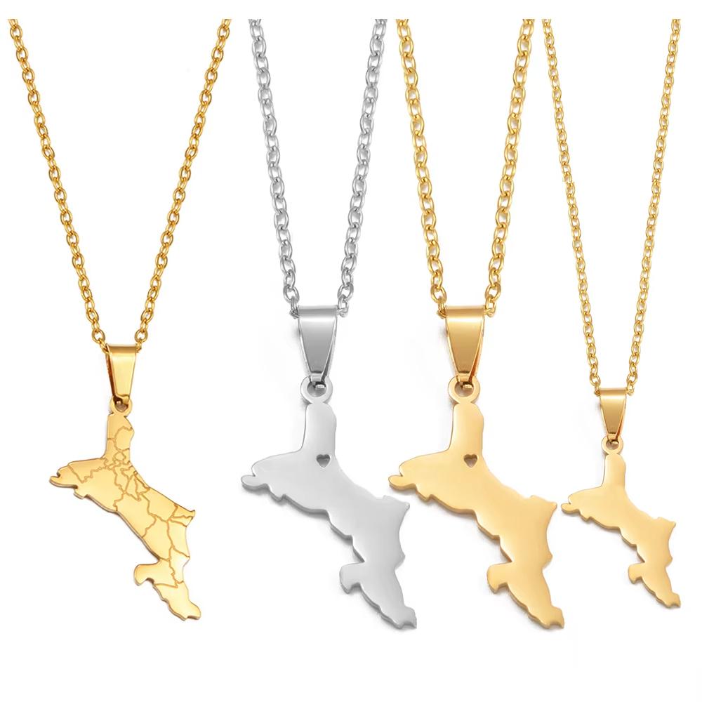 1Piece Seychelles Map Pendant Necklaces Mahe Stainless Steel for Women Mother Jewelry #572062
