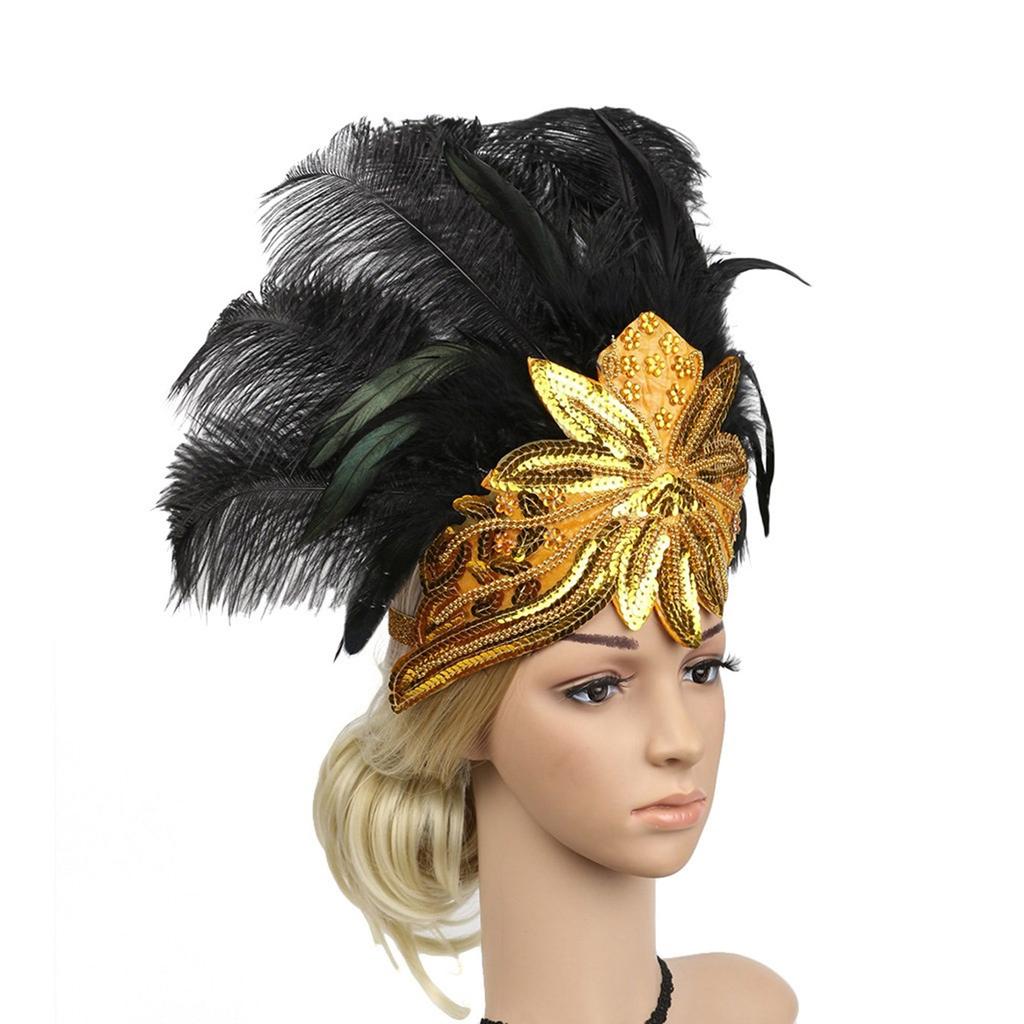 Feather Flapper Headbands Mardi Gras Prom Dancer Headpiece for Party Carnivals Celebrations Headwear Hair Styling