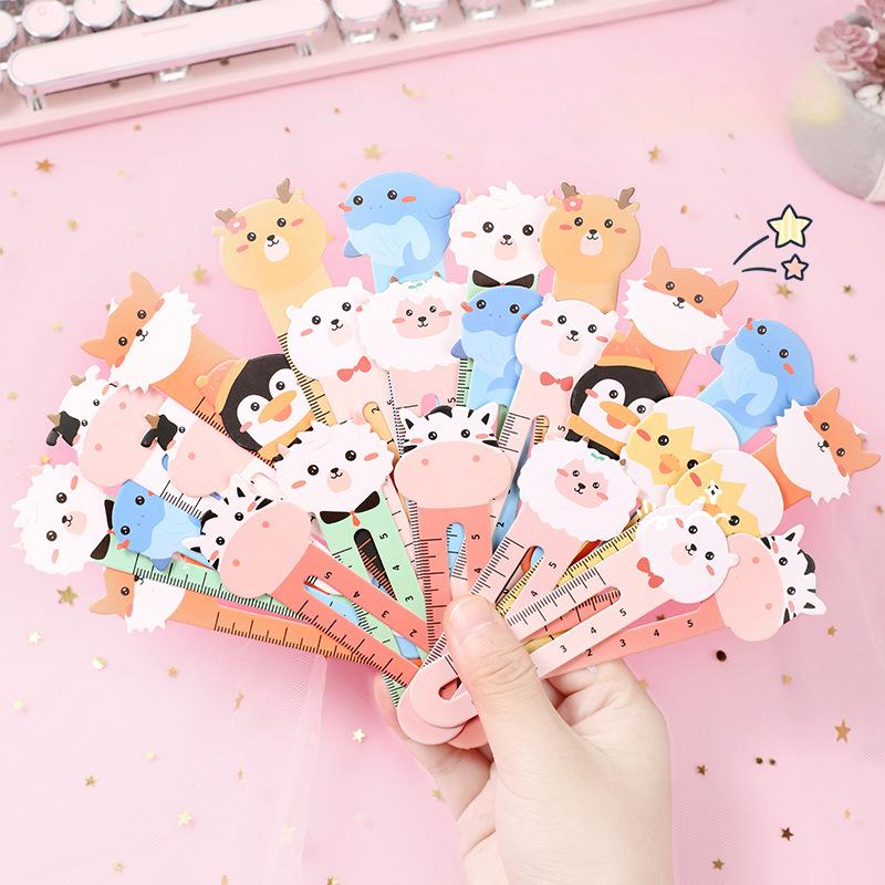 Cute Animal Bookmarks Paper Ruler for Kids Birthday Party Favor Classroom Prize Back To School Stationery Children Gift