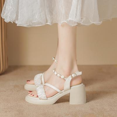 Женские летние босоножки на высоком каблуке, в новом сказочном стиле, на толстой подошве, водонепроницаемые, на толстом каблуке, женские французские универсальные женские босоножки