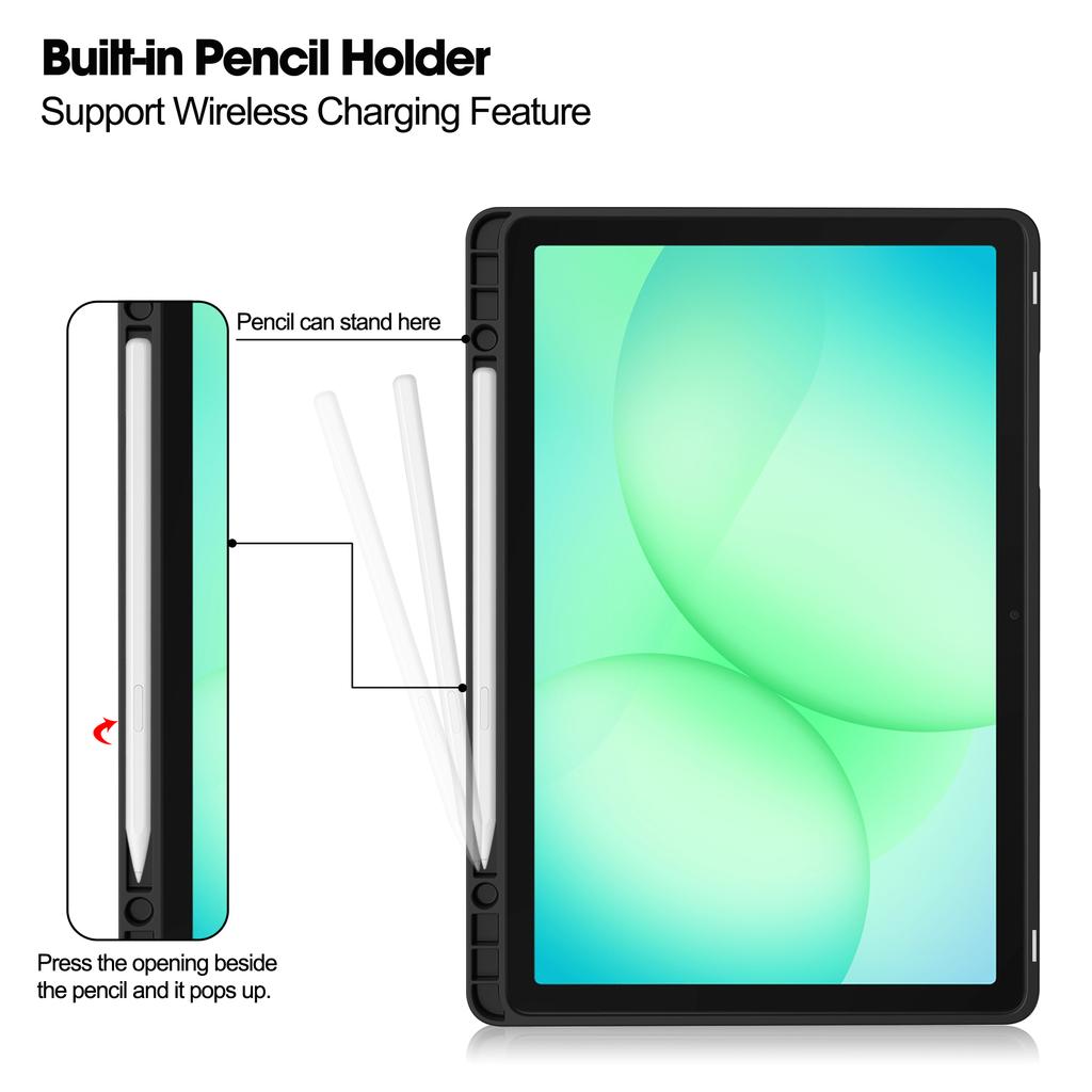 Чехол-подставка из ТПУ и кожи с передней поддержкой для Samsung Galaxy Tab A11+
