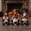 Whimsical Halloween Decor 3Pcs Three Gnomes Figurines, See No Hear Speak Evil Seasonal Home Accents Gnome Statues, Spooky Spider Ghost Dwarf Tabletop