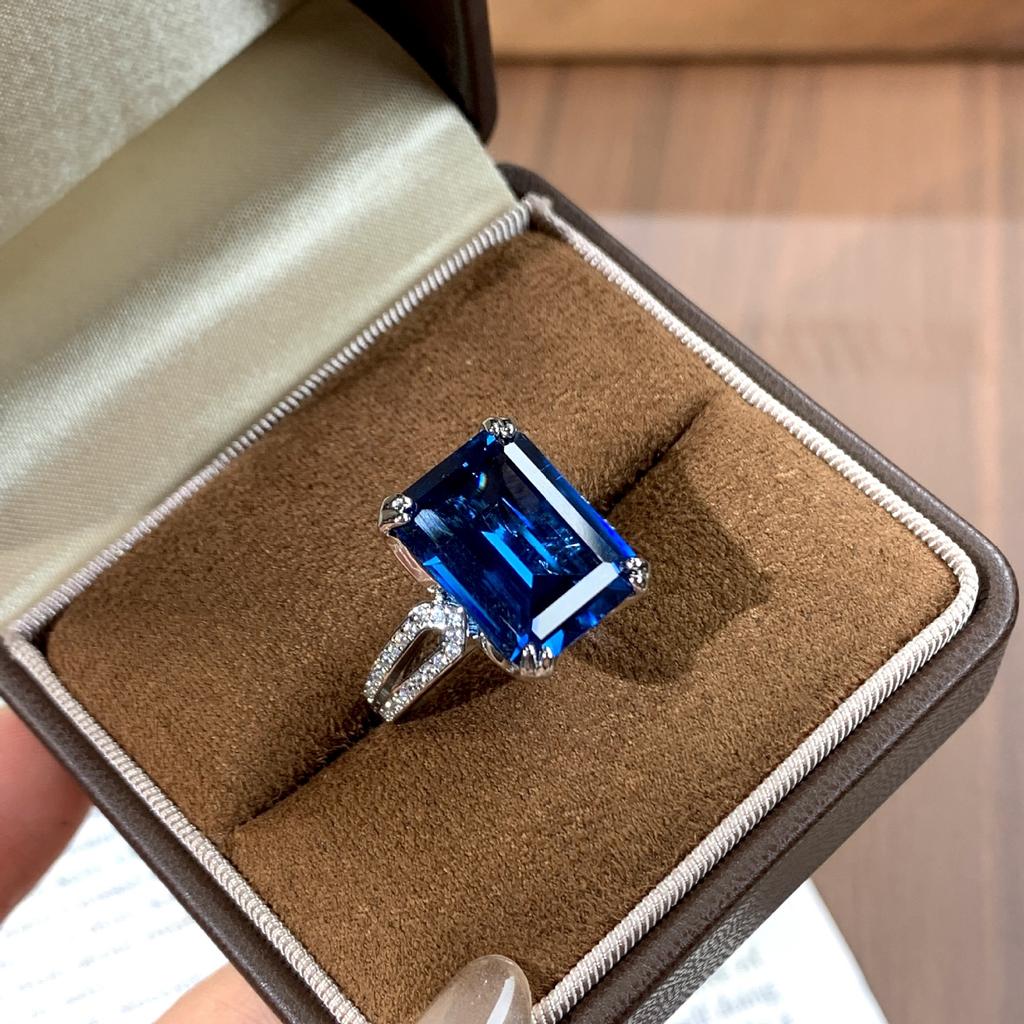 New Rectangle Cultivated Gemstone Live Adjustable Ring Versatile Geometric Design Wear Decorative Ring