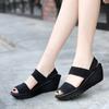 Fashion 2024 New Thick Sole Slope Heel Woven Shoes Fish Mouth Sandals Comfortable Mom Shoes Large Women's Shoes