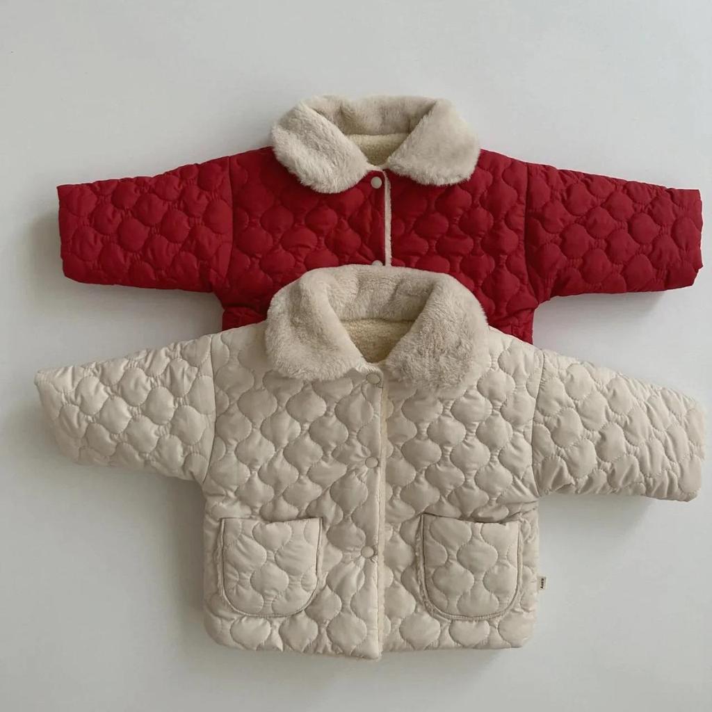 Velvet Winter Cardigan for Babies - Lapel Style, Warm Cotton Jacket, Unisex Newborn Korean Design