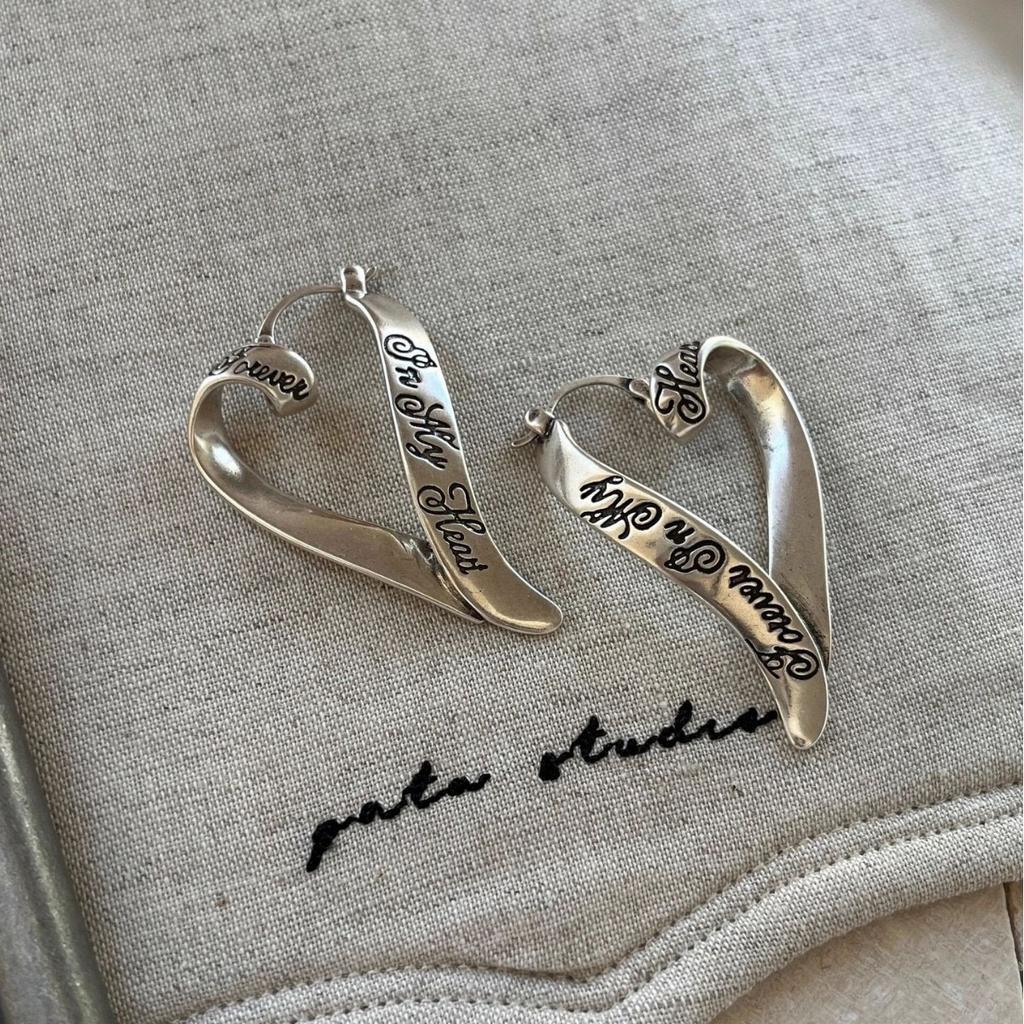 925 Sterling Silver Vintage Earrings For Women Trendy Simple Retro Heart Earring Jewelry Prevent Allergy Party Accessories Gift