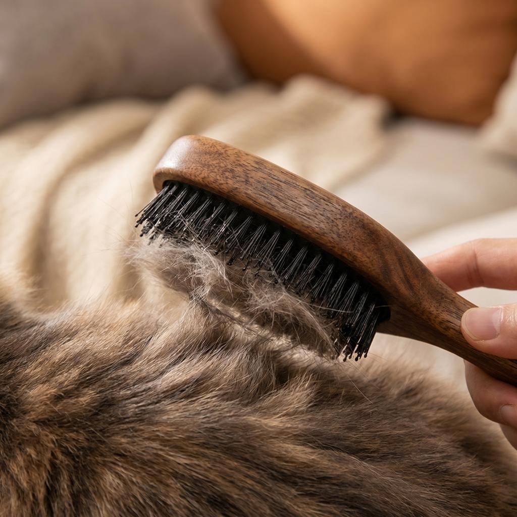 Pet Grooming Brush Wooden Handle Hair Removal Comb for Shedding and Cleaning Suitable for Various Pet Fur Types Durable Design