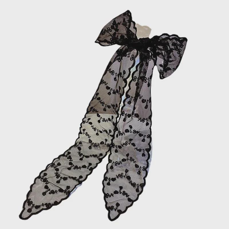 Французский кружевной вышитый шелковый шарф-повязка на голову - Супер Фея Милая Лента для волос