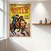 Винтажная жестяная вывеска 'The Haunted Hills' Pulp Magazine Cover - Ковбой и Лошадь Вестерн Арт Металлический Плакат для Бара Паба Домашнего Декора