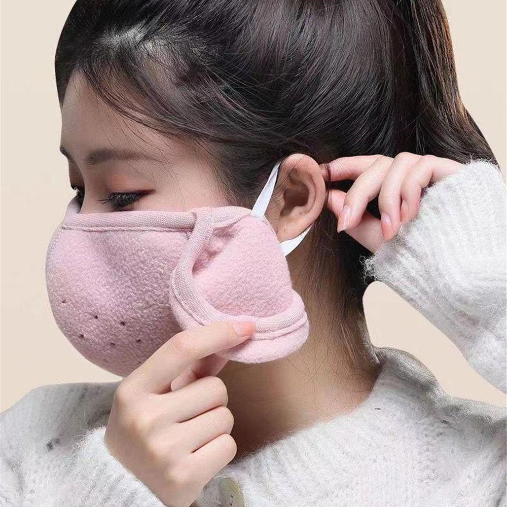 Women Female Breathable Windproof Cold-proof Earmuffs Fleece Mouth Cover Warm Masks Ear Warmer
