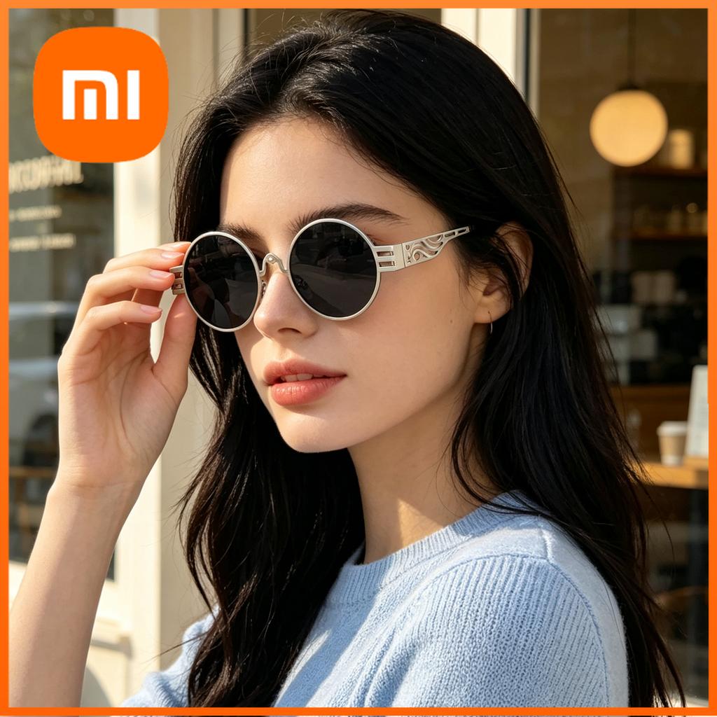 Xiaomi Women Vintage Round Sunglasses UV400 Hollow Carved Metal Temple Retro Fashion Shades for Party Street Photoshoot XJC2246