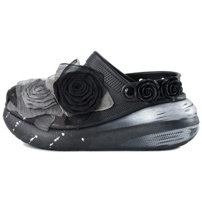 Классические клоги NR Spring Rose Sweet and Cool Удобные Легкий аромат Вышивка Подарочная коробка Перфорированная обувь Унисекс Черный и Серебристый