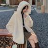 Lamb Wool Coat Women's Winter Thickened Hooded New Imitation Rabbit Fur Plush Light Padded Fur