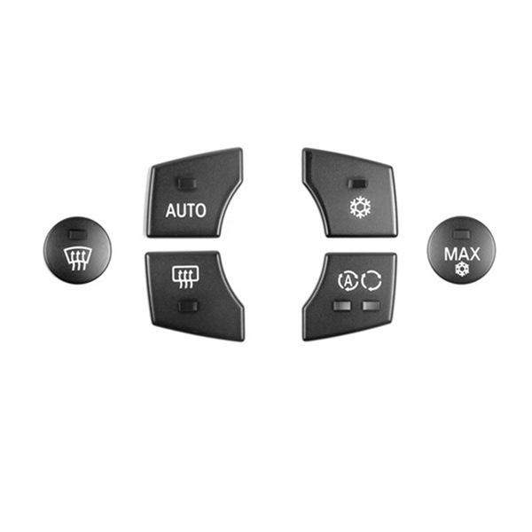 Black ABS 6-Key Car Dashboard Air Conditioning Button Cover Set
