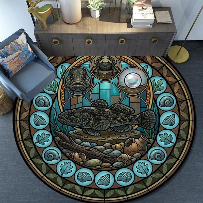 Ocean Life Harmony Round Area Rug Under Office Chairs Bedroom Living Room Home Decor