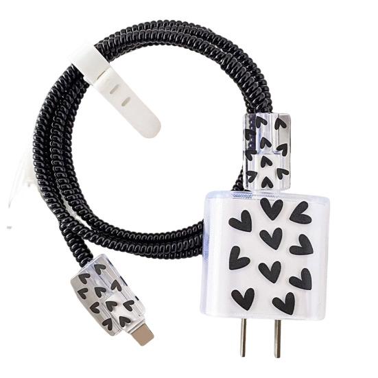 Защитный чехол для кабеля зарядки Love Pattern для зарядного устройства Apple 18/20 Вт, прозрачная защитная веревка, износостойкая всесторонняя защита, аксессуары для телефонов