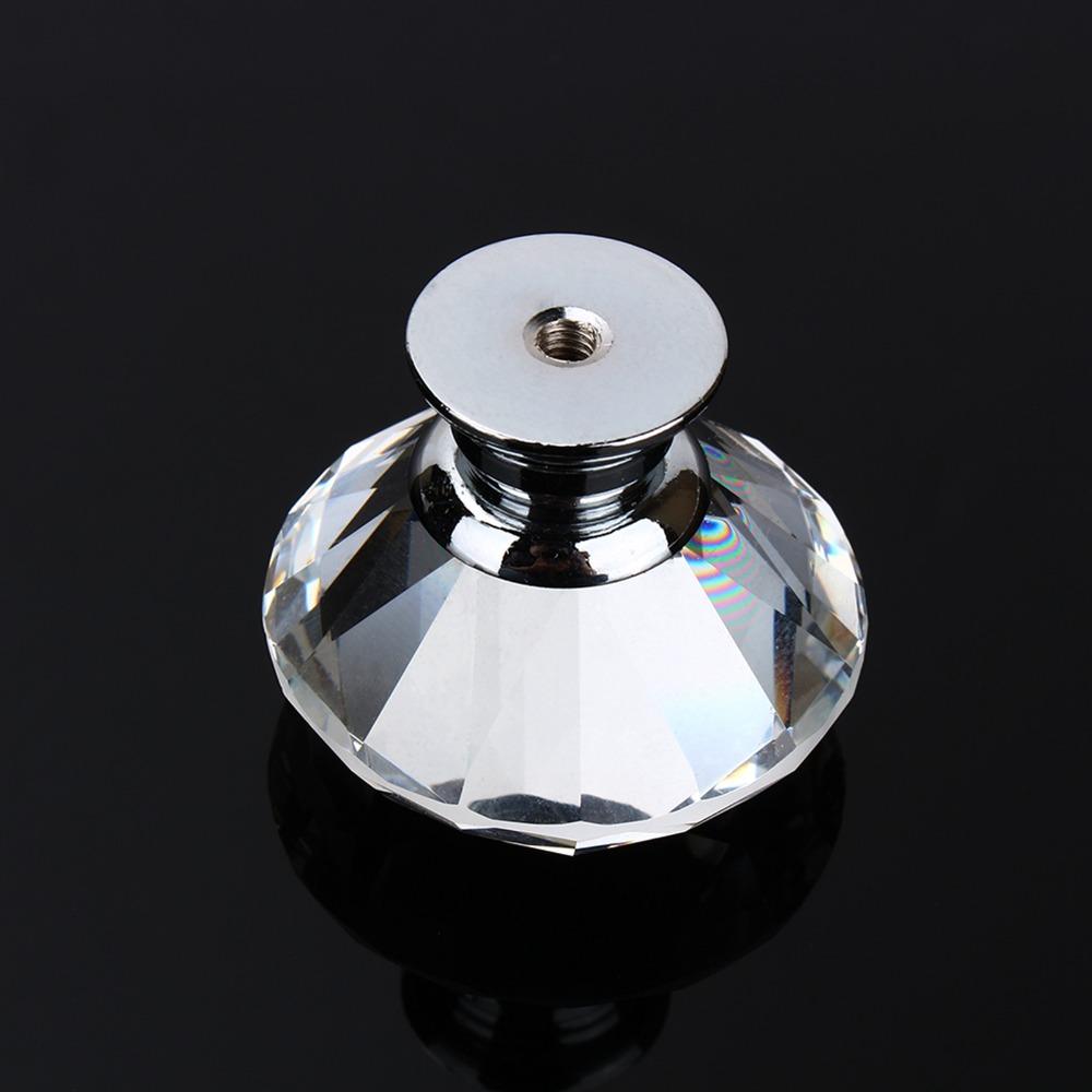 8pcs Clear Silver Door Knobs 40mm Diameter Glass Cabinet Pulls Decorative Drawer Knobs Cabinets