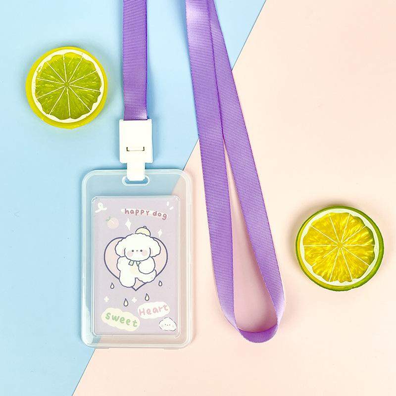 Милый прозрачный чехол для карты на шнурке, чехол для студенческой карты на автобусе, чехол для мультяшной рабочей карты, держатель для кредитной карты, держатель удостоверения личности с веревкой