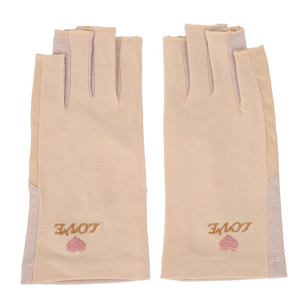 Manicure Gloves UV Protection Stretchy Breathable Fingerless Fiber Cotton Nail Lamp Gloves for Home