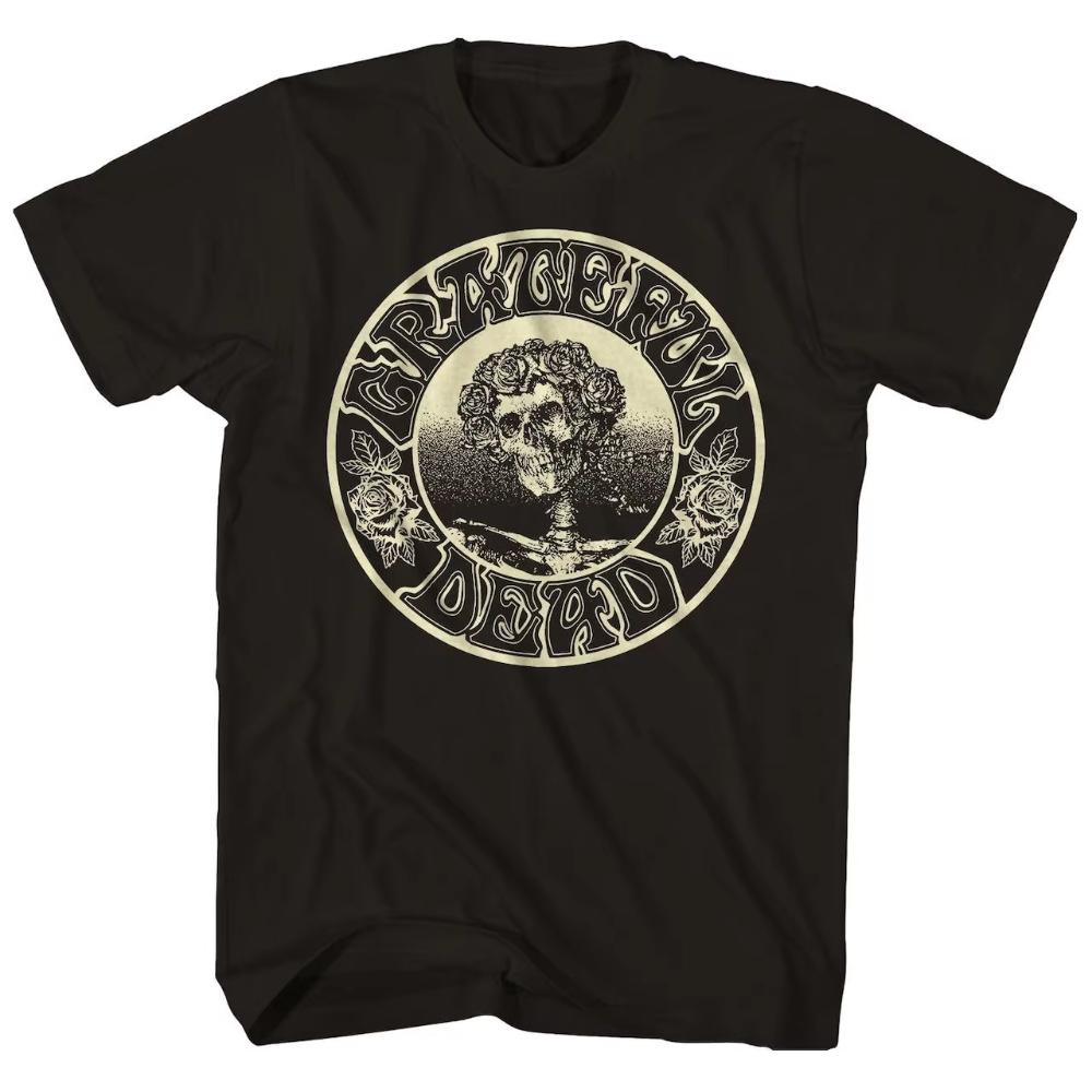 2025 Хлопковая футболка Grateful Dead Warlocks Индийский череп Рок Панк Классическая Унисекс Мужская Женская Летняя с коротким рукавом и круглым вырезом