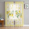 Idyllic Summer Lemon Fruit Plaid Sheer Curtains for Living Room Decoration Window Curtains Kitchen Tulle Voile Organza Curtains