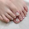 24Pcs/Set Quick Nails White Love Toenails False Nials Sticker Wearable Waterproof Manicure Finished Nails