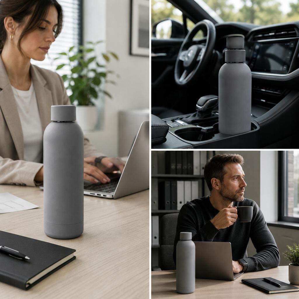 Steel Thermal Bottle 500 for Hot and Cold Drinks, Gray