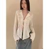 Yedinas Fairycore Lace Up Blouse Women Long Sleeve Spring 2023 New Turn-down Collar Women Shirt Ladies Tops Korean Fashion Chic