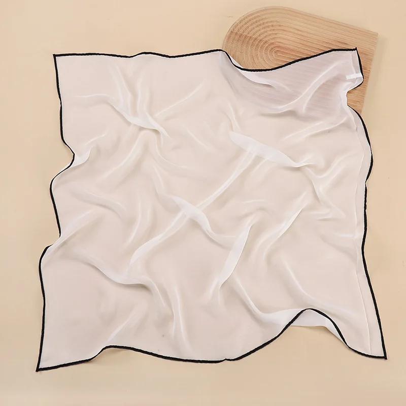 Solid Color Handkerchief Cotton Silk Neck Scarves For Women Small Shawls Bandana Head Scarfs Female Square Hairband Hijab Scarf
