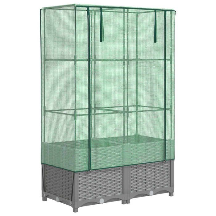 VidaXL Jardinière surélevée avec housse aspect rotin 80x40x138 cm, jardinière surélevée de jardin, bac à fleurs surélevé, 4015856