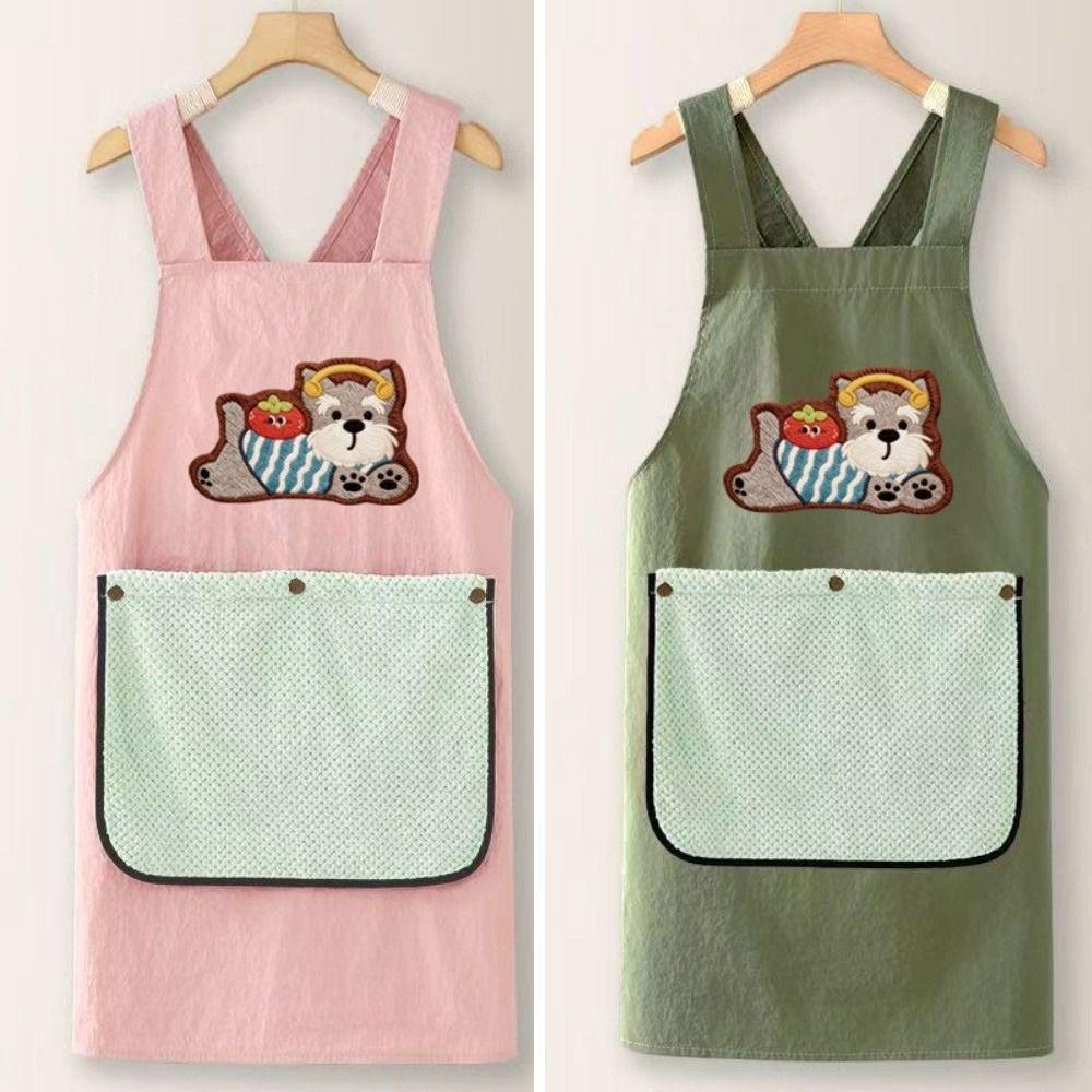 Dirt-Proof Waterproof Oil Resistant Apron Lightweight Cross Back Work Apron Household Cleaning