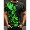 Fashionable Men's Trendy T-shirt Short Sleeved Flame Series 3D Printed Street T-shirt 6XL Plus Size Round Neck Casual Top