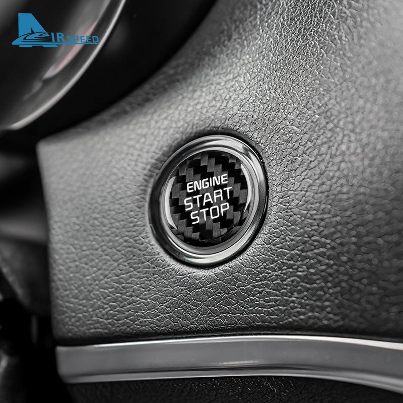 Real Hard Carbon Fiber Sticker For Kia Stinger Car Start Engine Stop Button Cover Interior Trim