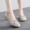 2025 Summer Mom Cowhide Leather Moccasins Woman Slip On Wedges Shoes Designer Breathable Hollow Out Bowtie Ballet Flats
