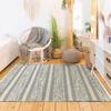 TERRA COTTON - 100% Cotton Living Room or Bedroom Rug with Ethnic Look with Crisscross Stripe 120 X 170 Cm White and SAND BROWN