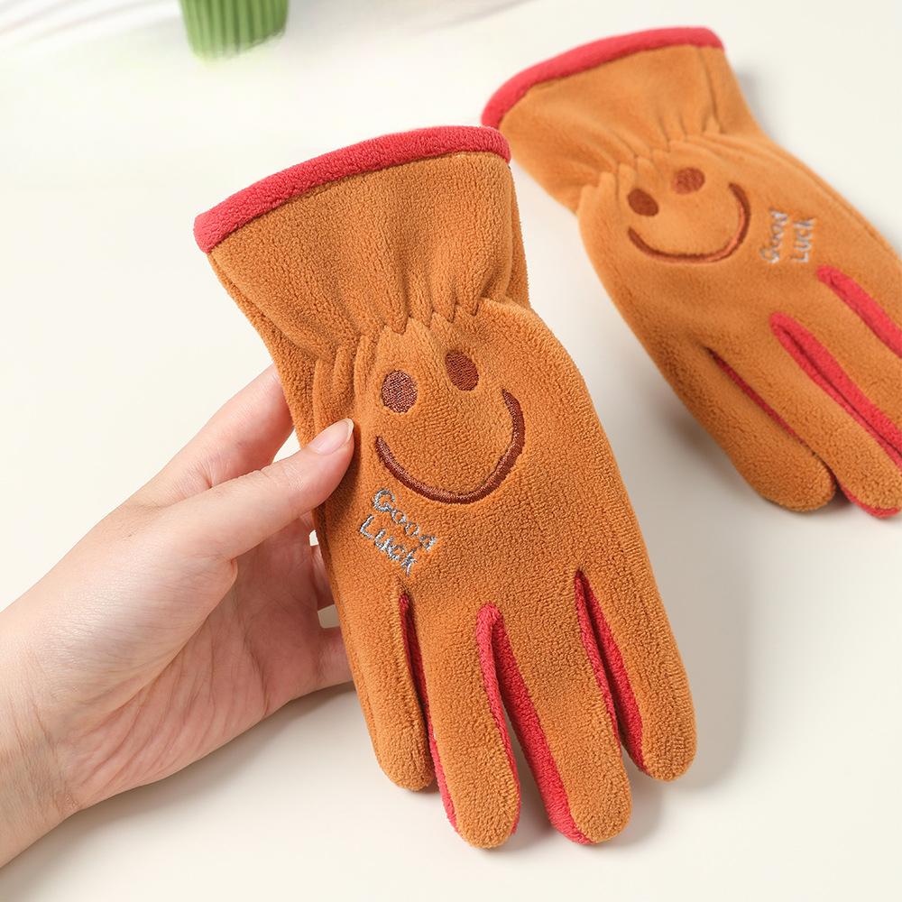 Add Fleece In Autumn and Winter Olympic Fleece Primary School Students Cycling Skin Friendly Outdoor Warm and Cold Proof Cute Gloves