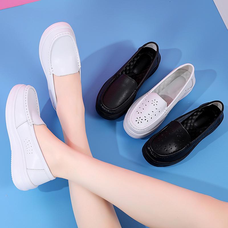 Женские лоферы на платформе, повседневные элегантные черные женские туфли из коровьей кожи, увеличивающие рост, на толстой подошве